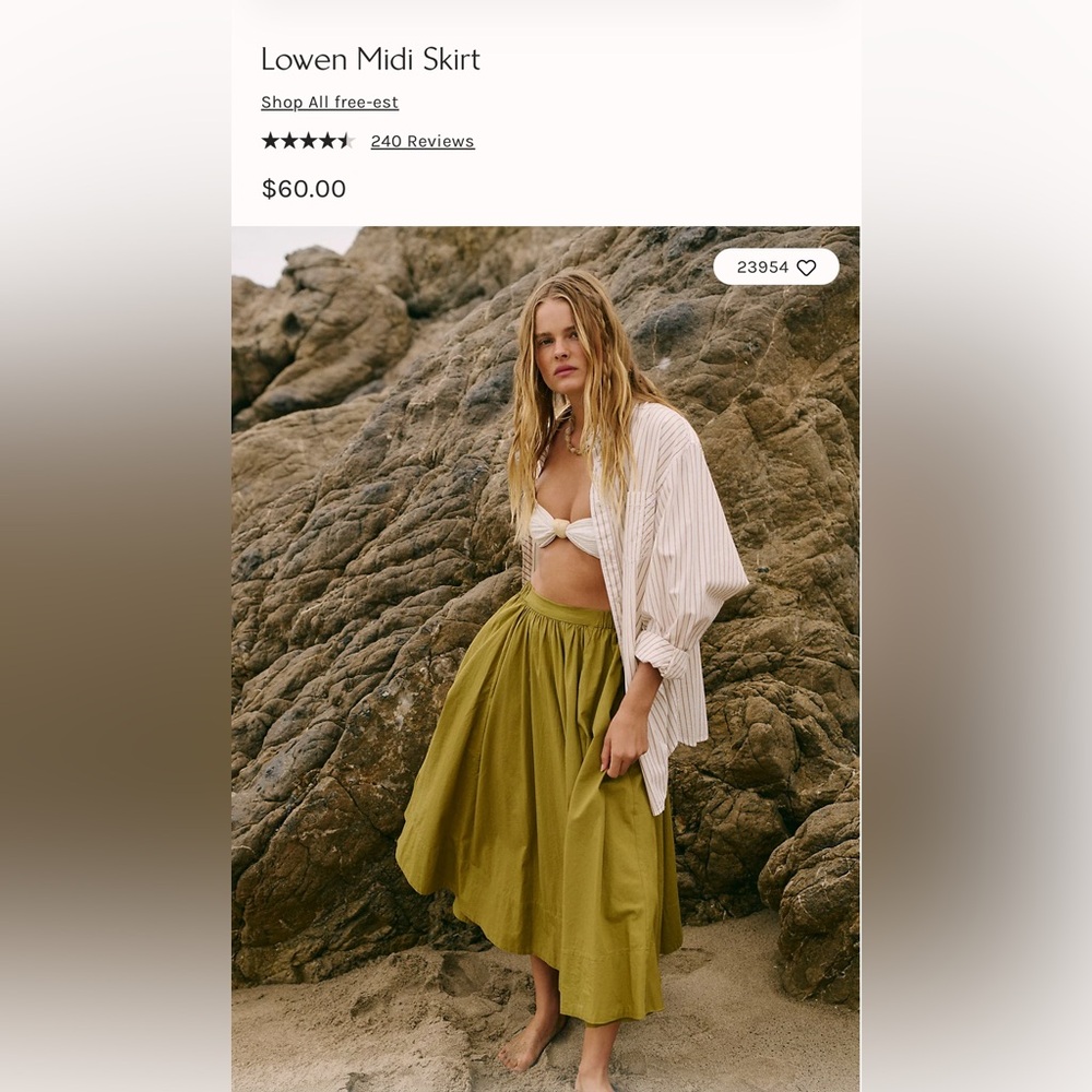 Free People lowen midi skirt small